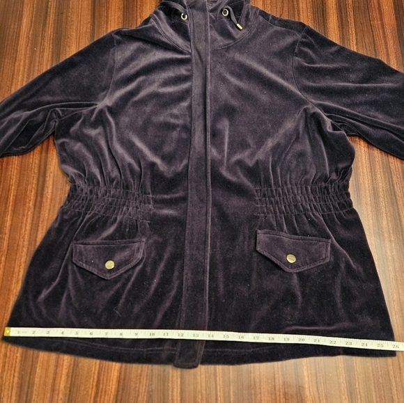 Charter Club Black Velour Mock Neck 3/4 Sleeve Elastic Waist Jacket Plus 2X EUC - Picture 9 of 13